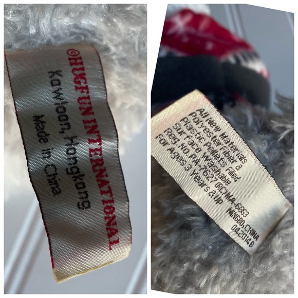 HUGFUN SCHNAUZER GRAY WHITE DOG PLUSH STUFFED ANIMAL WINTER HAT SCARF - Picture 7 of 8